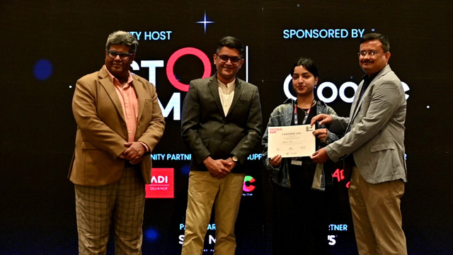 Certificate presentation at Portfolio Night Delhi 2025